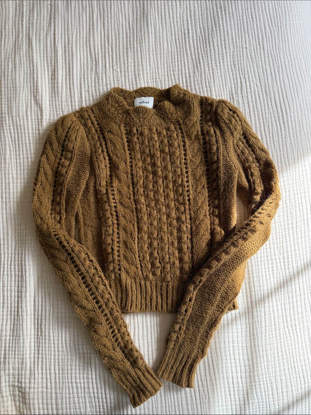 Wilfred Brown Cable Knit Sweater Size XS